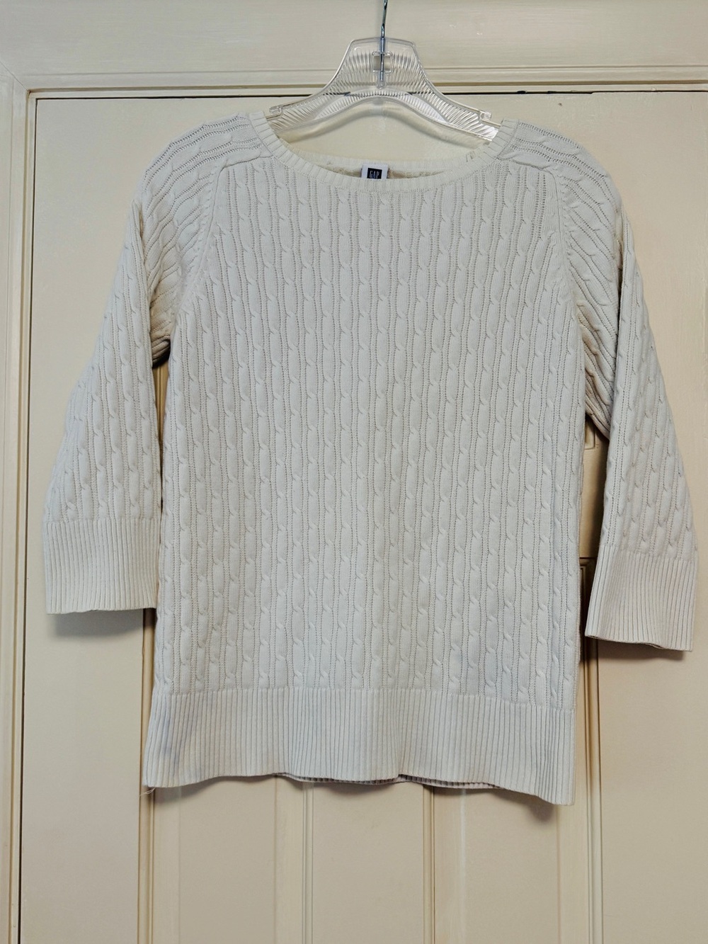 GAP Cream Cable Knit 3/4 Sleeve Sweater Size Medium